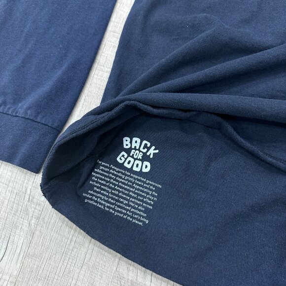 Patagonia Responsibili-tee Long Sleeve T-Shirt Men's Size L Bison Graphic Blue - Picture 8 of 11